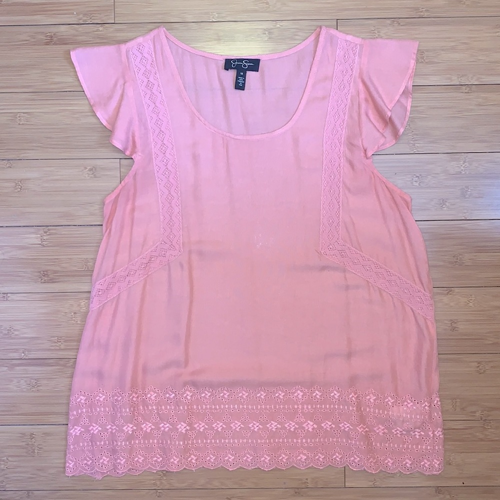 Jessica Simpson Eyelet Flutter Sleeve Top